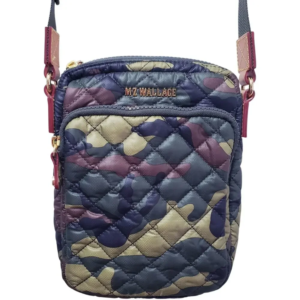 MZ WALLACE Metro Quilted Crossbody Bag Green Camo Camouflage Print - Picture 1 of 16
